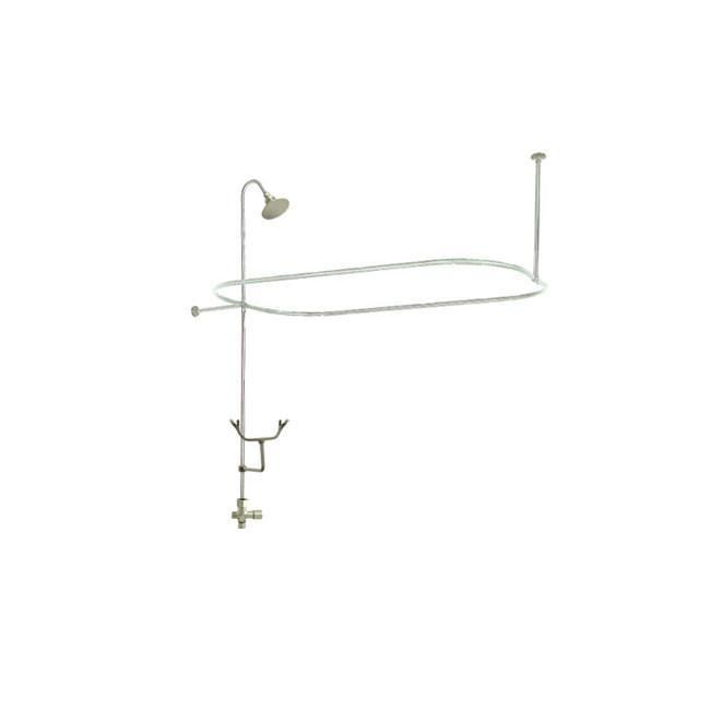 Satin Nickel Clawfoot Tub Shower Conversion Kit with Enclosure Curtain Rod 10010SN