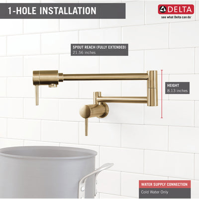Delta Contemporary Champagne Bronze Finish Contemporary Wall Mount Pot Filler Faucet D1165LFCZ