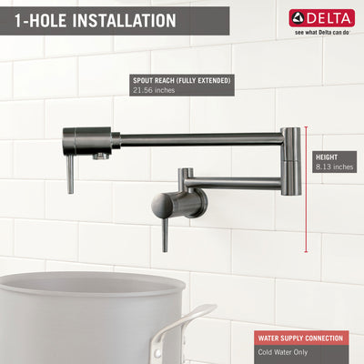 Delta Contemporary Black Stainless Steel Finish Contemporary Wall Mount Pot Filler Faucet D1165LFKS