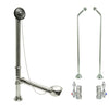 Chrome Clawfoot Tub Hardware Kit Drain, Double Offset Supply lines, Lever Stops