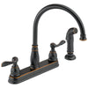 Delta Windemere Collection Oil Rubbed Bronze Finish Two Handle Gooseneck Swivel Spout Kitchen Faucet with Side Sprayer D21996LFOB
