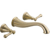 Delta Cassidy 2-Handle Champagne Bronze Wall Mount Bathroom Sink Faucet 579515