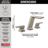 Delta Pivotal Stainless Steel Finish Modern Two Handle Widespread Bathroom Faucet with Matching Finish Drain D3599LFSSMPU
