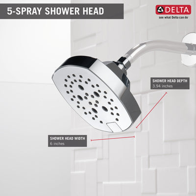 Delta Chrome Finish 5-Setting H2Okinetic Shower Head D52663