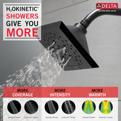 Delta Matte Black Finish H2Okinetic 5-Setting Angular Modern Raincan Shower Head D52664BL