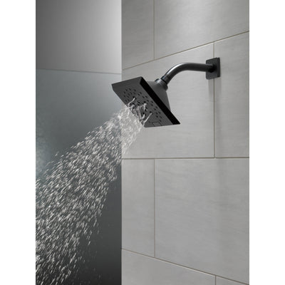 Delta Matte Black Finish H2Okinetic 5-Setting Angular Modern Raincan Shower Head D52664BL