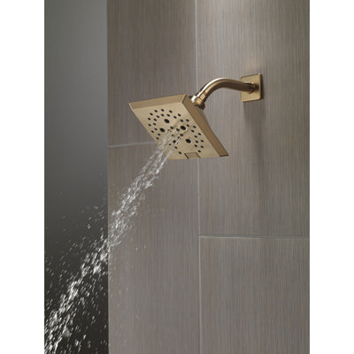 Delta Champagne Bronze Finish H2Okinetic 5-Setting Angular Modern Raincan Shower Head D52664CZ