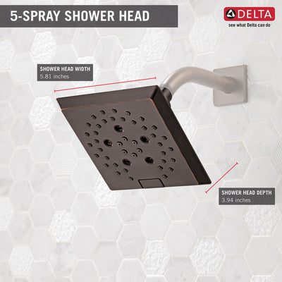Delta Venetian Bronze Finish H2Okinetic 5-Setting Angular Modern Raincan Shower Head D52664RB