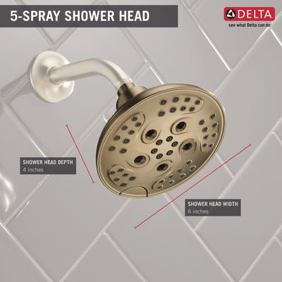 Delta Champagne Bronze Finish H2Okinetic 5-Setting Transitional Raincan Shower Head D52666CZ