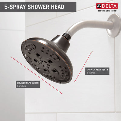 Delta Venetian Bronze Finish H2Okinetic 5-Setting Transitional Raincan Shower Head D52666RB