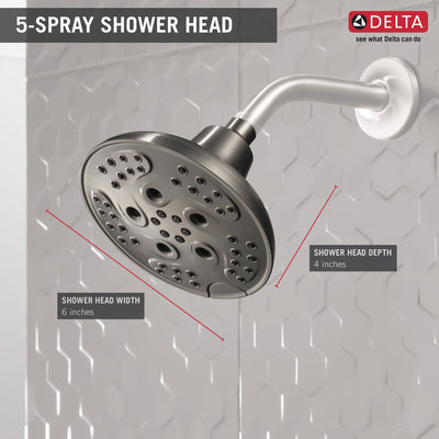 Delta Stainless Steel Finish H2Okinetic 5-Setting Transitional Raincan Shower Head D52666SS