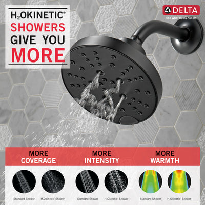 Delta Matte Black Finish H2Okinetic 5-Setting Contemporary Raincan Shower Head D52668BL