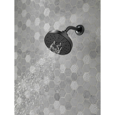Delta Matte Black Finish H2Okinetic 5-Setting Contemporary Raincan Shower Head D52668BL