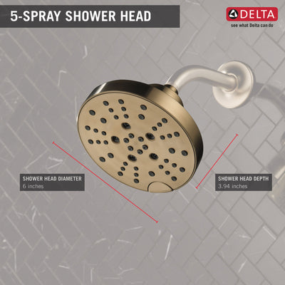 Delta Champagne Bronze Finish H2Okinetic 5-Setting Contemporary Raincan Shower Head D52668CZ