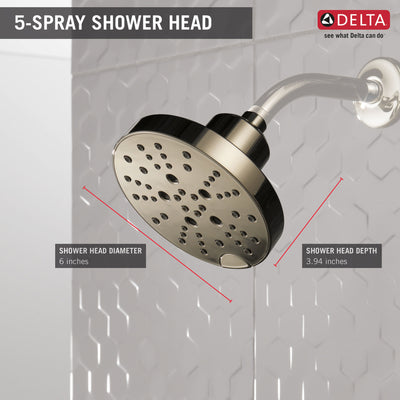 Delta Polished Nickel Finish H2Okinetic 5-Setting Contemporary Raincan Shower Head D52668PN