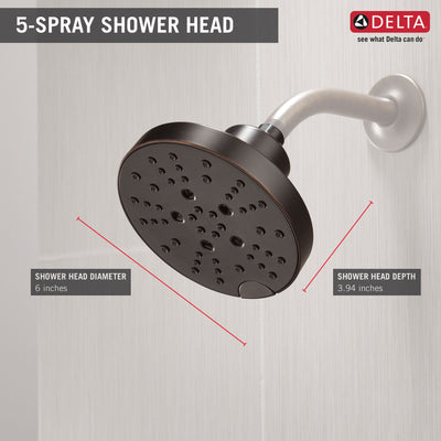 Delta Venetian Bronze Finish H2Okinetic 5-Setting Contemporary Raincan Shower Head D52668RB