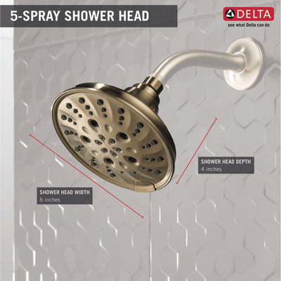 Delta Champagne Bronze Finish H2Okinetic 5-Setting Traditional Raincan Shower Head D52669CZ