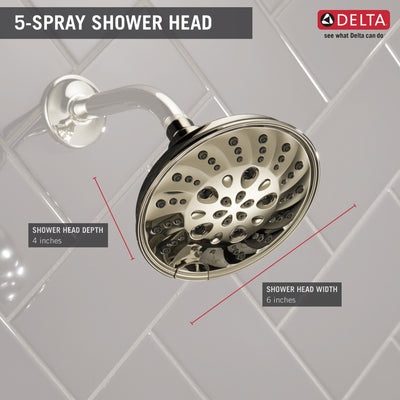 Delta Polished Nickel Finish H2Okinetic 5-Setting Traditional Raincan Shower Head D52669PN