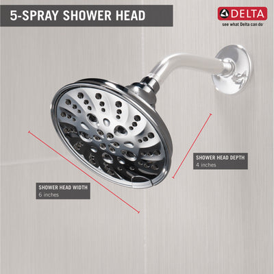 Delta Chrome Finish H2Okinetic 5-Setting Traditional Raincan Shower Head D52669
