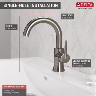 Delta Trinsic Stainless Steel Finish Single Handle High-Arc Bathroom Faucet D559HASSDST