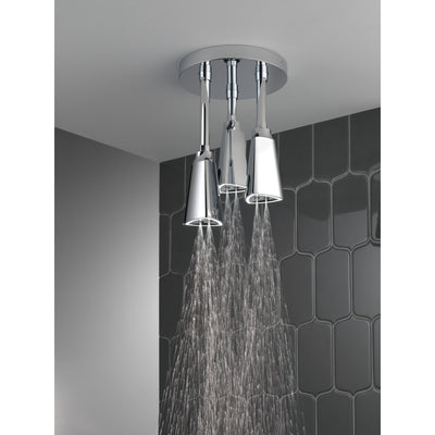 Delta Chrome Finish 2.5 GPM H2Okinetic Pendant Triple Ceiling Mount Raincan Shower Head with Water-Powered LED Light D5714025L