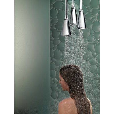 Delta Chrome Finish 2.5 GPM Zura H2OKinetic Pendant Triple Ceiling Mount Raincan Shower Head D5714025
