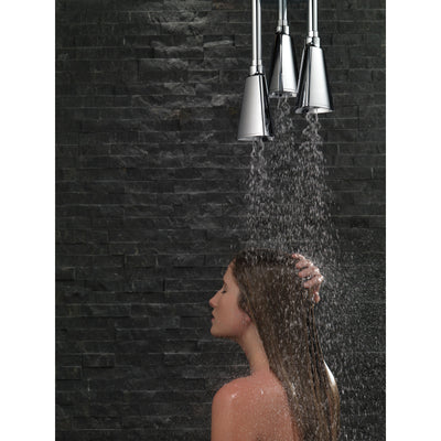 Delta Chrome Finish 2.5 GPM Zura H2OKinetic Pendant Triple Ceiling Mount Raincan Shower Head D5714025