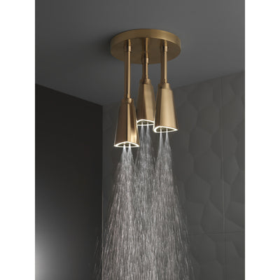 Delta Champagne Bronze Finish 2.5 GPM H2Okinetic Pendant Triple Ceiling Mount Raincan Shower Head with Water-Powered LED Light D57140CZ25L