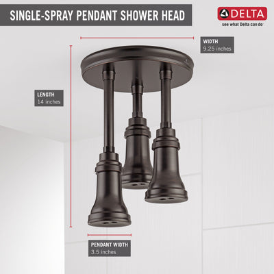 Delta Venetian Bronze Finish 1.75 GPM H2Okinetic Pendant Triple Ceiling Mount Raincan Shower Head D57190RB