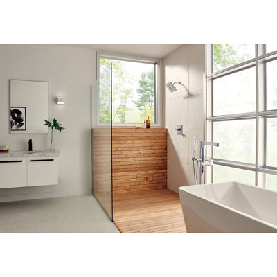 Delta Zura Collection Chrome Modern Floor Mount Freestanding Tub Filler Faucet with Hand Shower Trim Kit only (Requires Rough-in Valve) DT4774FL