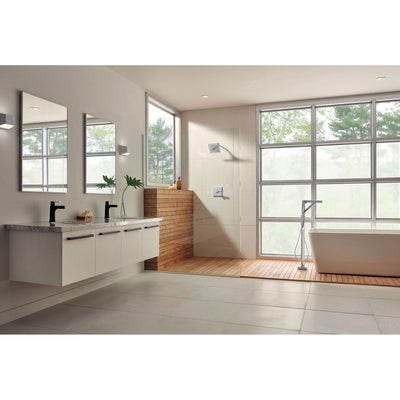 Delta Zura Collection Chrome Modern Floor Mount Freestanding Tub Filler Faucet with Hand Shower Trim Kit only (Requires Rough-in Valve) DT4774FL