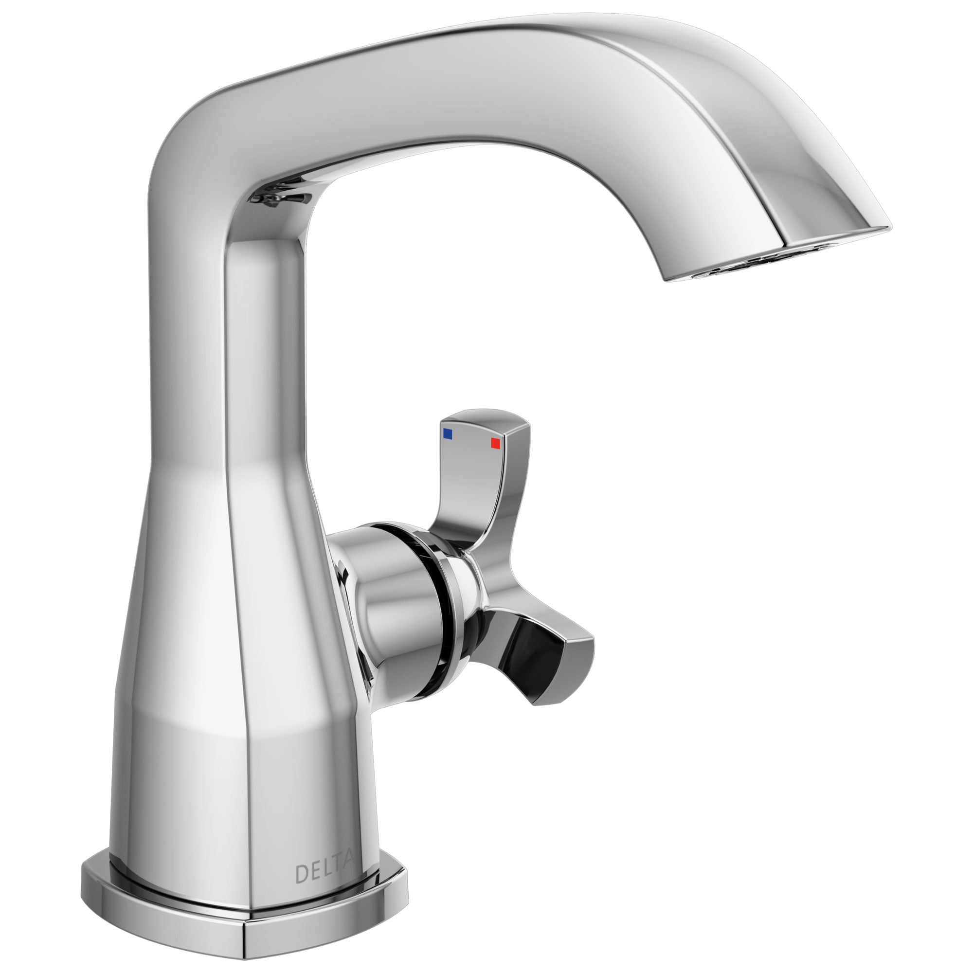 Delta Stryke Chrome Finish Single Hole Bathroom Sink Faucet Includes Helo Cross Handle and Matching Drain D3600V