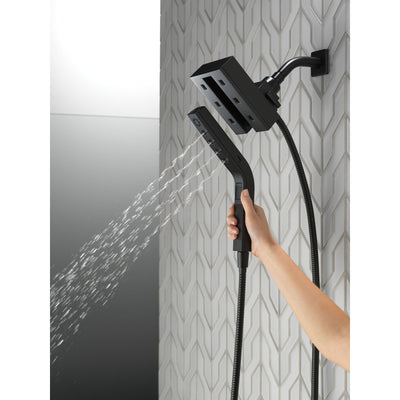 Delta Matte Black Finish H2Okinetic In2ition 4-Setting Angular Two-in-One Showerhead Hand Shower Combo D58473BL25
