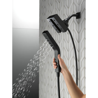 Delta Matte Black Finish H2Okinetic In2ition 4-Setting Angular Two-in-One Showerhead Hand Shower Combo D58473BL25