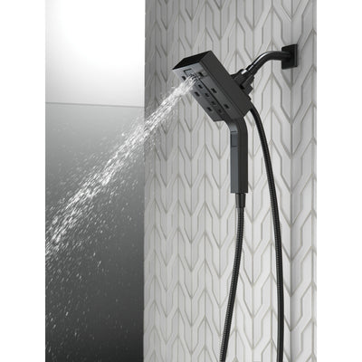 Delta Matte Black Finish H2Okinetic In2ition 4-Setting Angular Two-in-One Showerhead Hand Shower Combo D58473BL25