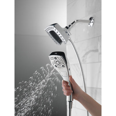 Delta Chrome Finish H2Okinetic In2ition 5-Setting Modern Two-in-One Showerhead Hand Shower Combo D5847425