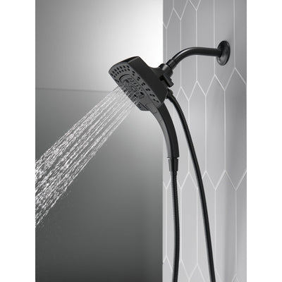 Delta Matte Black Finish H2Okinetic In2ition 5-Setting Modern Two-in-One Showerhead Hand Shower Combo D58474BL25