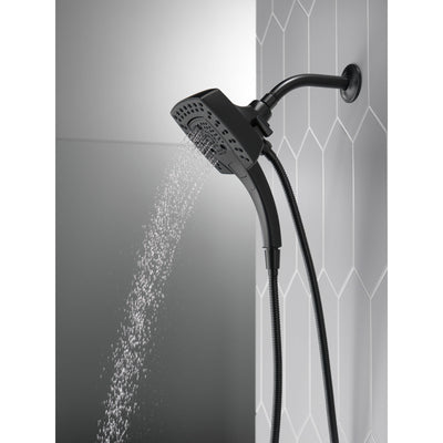 Delta Matte Black Finish H2Okinetic In2ition 5-Setting Modern Two-in-One Showerhead Hand Shower Combo D58474BL25