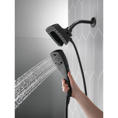 Delta Matte Black Finish H2Okinetic In2ition 5-Setting Modern Two-in-One Showerhead Hand Shower Combo D58474BL