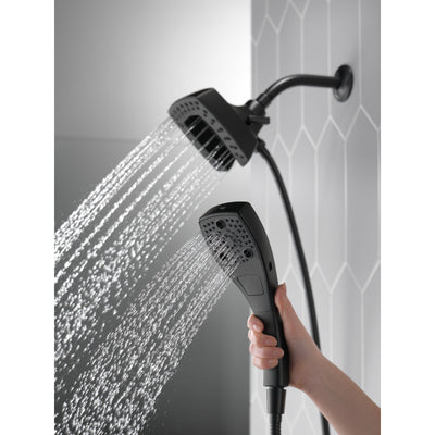 Delta Matte Black Finish H2Okinetic In2ition 5-Setting Modern Two-in-One Showerhead Hand Shower Combo D58474BL