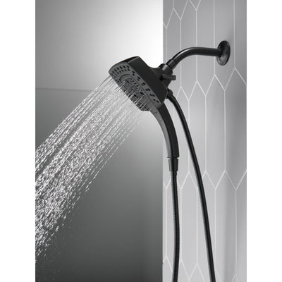 Delta Matte Black Finish H2Okinetic In2ition 5-Setting Modern Two-in-One Showerhead Hand Shower Combo D58474BL
