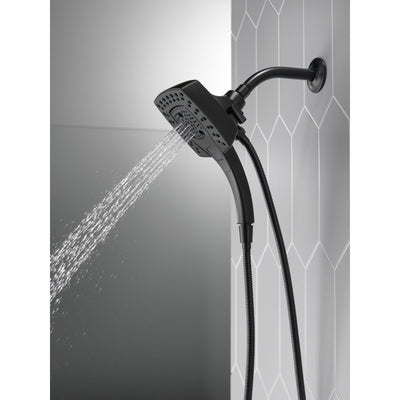 Delta Matte Black Finish H2Okinetic In2ition 5-Setting Modern Two-in-One Showerhead Hand Shower Combo D58474BL