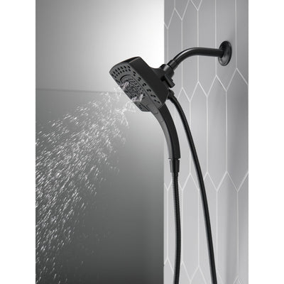 Delta Matte Black Finish H2Okinetic In2ition 5-Setting Modern Two-in-One Showerhead Hand Shower Combo D58474BL