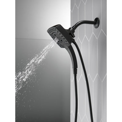 Delta Matte Black Finish H2Okinetic In2ition 5-Setting Modern Two-in-One Showerhead Hand Shower Combo D58474BL