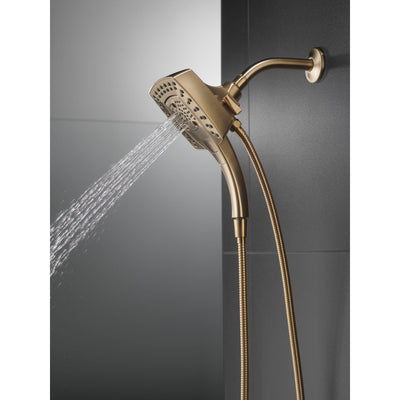 Delta Champagne Bronze Finish H2Okinetic In2ition 5-Setting Modern Two-in-One Showerhead Hand Shower Combo D58474CZ25