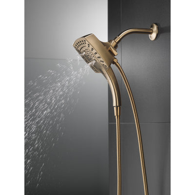 Delta Champagne Bronze Finish H2Okinetic In2ition 5-Setting Modern Two-in-One Showerhead Hand Shower Combo D58474CZ25