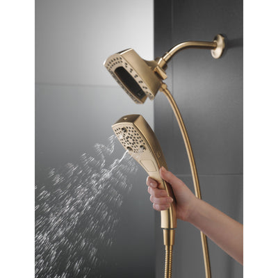 Delta Champagne Bronze Finish H2Okinetic In2ition 5-Setting Modern Two-in-One Showerhead Hand Shower Combo D58474CZ