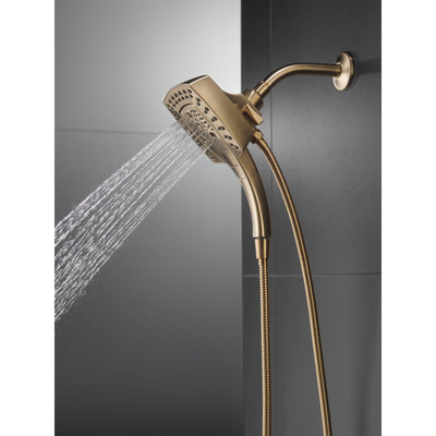 Delta Champagne Bronze Finish H2Okinetic In2ition 5-Setting Modern Two-in-One Showerhead Hand Shower Combo D58474CZ