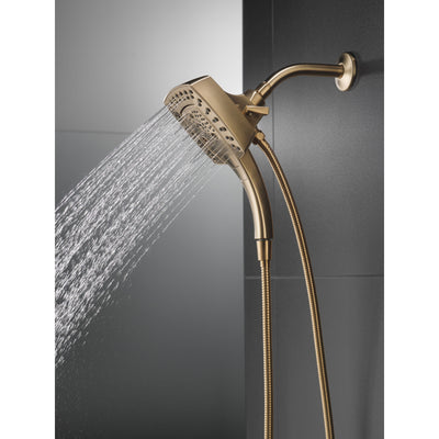 Delta Champagne Bronze Finish H2Okinetic In2ition 5-Setting Modern Two-in-One Showerhead Hand Shower Combo D58474CZ