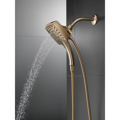 Delta Champagne Bronze Finish H2Okinetic In2ition 5-Setting Modern Two-in-One Showerhead Hand Shower Combo D58474CZ